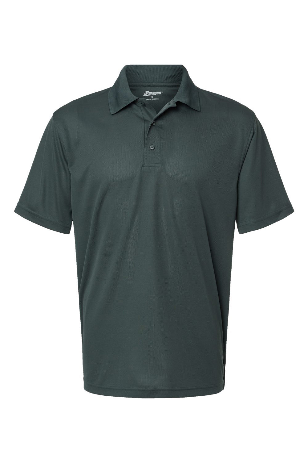 Paragon 100 Mens Saratoga Performance Moisture Wicking Mini Mesh Short Sleeve Polo Shirt Carbon Grey Flat Front