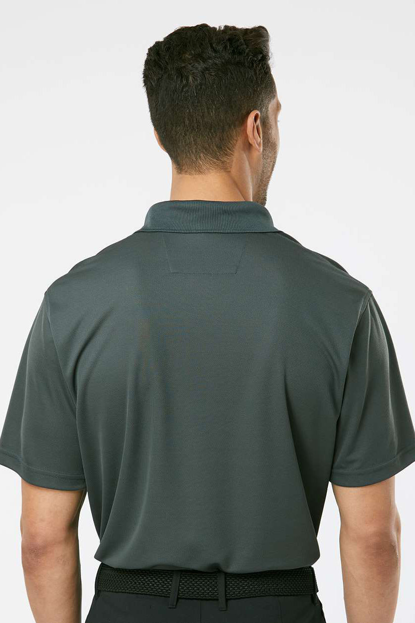 Paragon 100 Mens Saratoga Performance Moisture Wicking Mini Mesh Short Sleeve Polo Shirt Carbon Grey Model Back