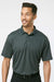 Paragon 100 Mens Saratoga Performance Moisture Wicking Mini Mesh Short Sleeve Polo Shirt Carbon Grey Model Front