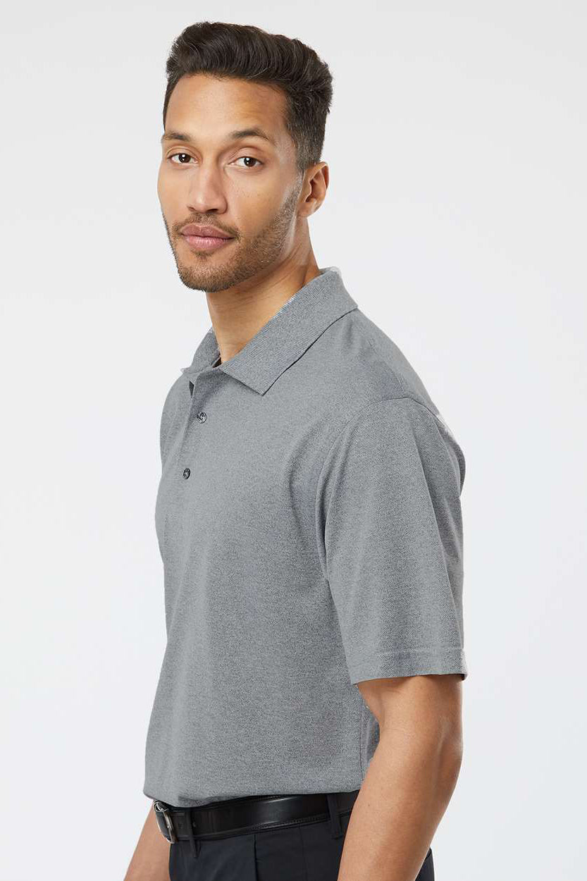 Paragon 100 Mens Saratoga Performance Moisture Wicking Mini Mesh Short Sleeve Polo Shirt Heather Grey Model Side
