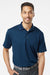 Paragon 100 Mens Saratoga Performance Moisture Wicking Mini Mesh Short Sleeve Polo Shirt Navy Blue Model Front