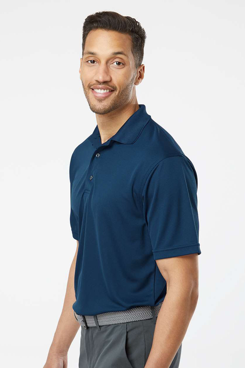 Paragon 100 Mens Saratoga Performance Moisture Wicking Mini Mesh Short Sleeve Polo Shirt Navy Blue Model Side