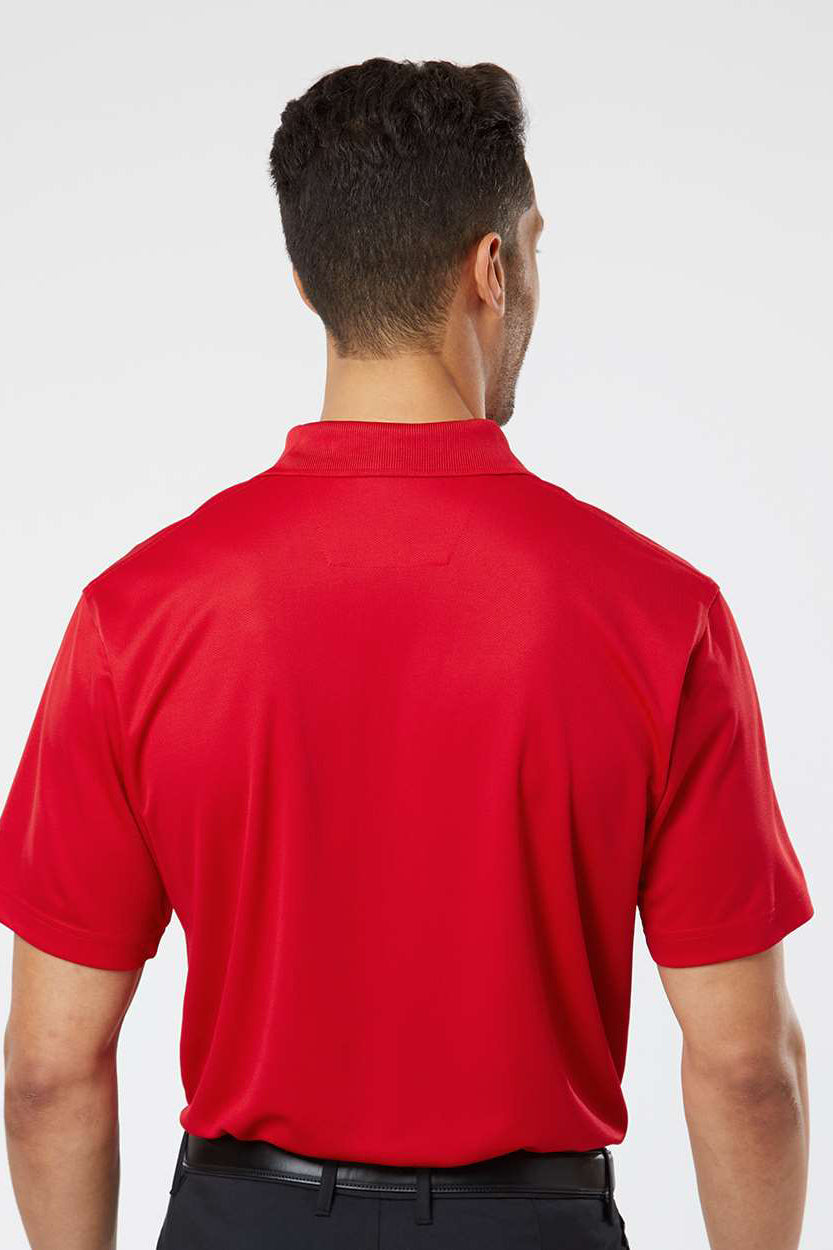 Paragon 100 Mens Saratoga Performance Moisture Wicking Mini Mesh Short Sleeve Polo Shirt Red Model Back