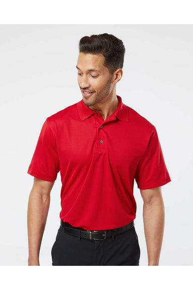 Paragon 100 Mens Saratoga Performance Mini Mesh Short Sleeve Polo Shirt Red Model Front