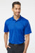 Paragon 100 Mens Saratoga Performance Moisture Wicking Mini Mesh Short Sleeve Polo Shirt Royal Blue Model Front
