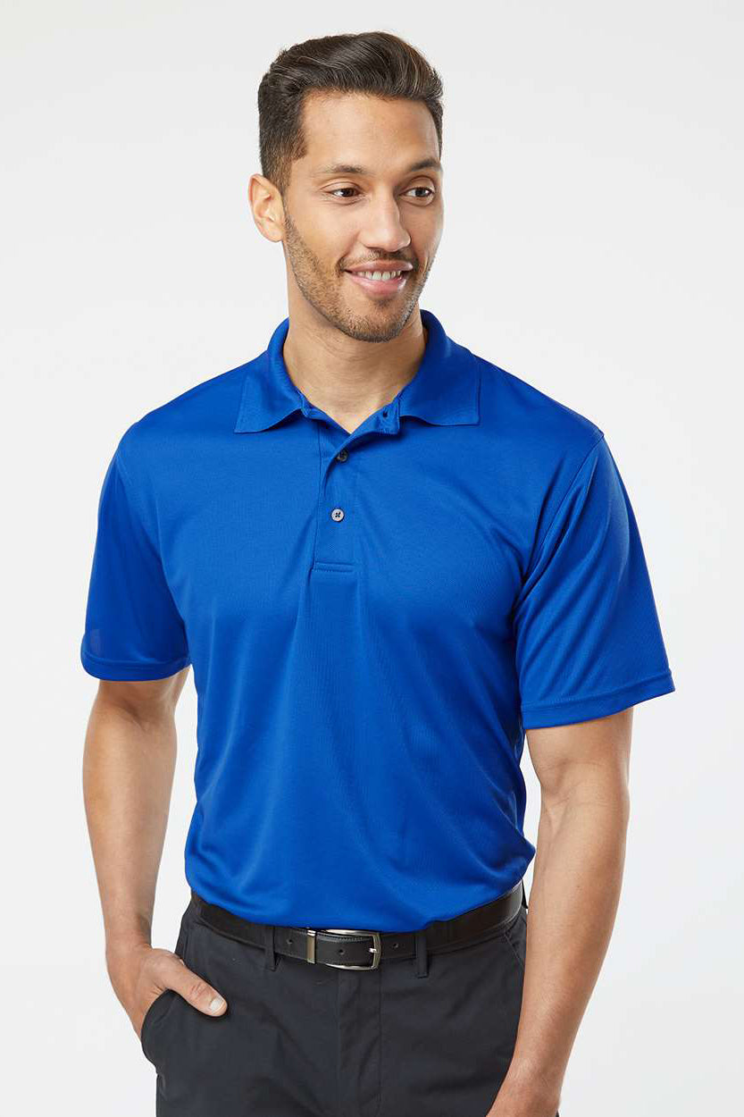 Paragon 100 Mens Saratoga Performance Moisture Wicking Mini Mesh Short Sleeve Polo Shirt Royal Blue Model Front
