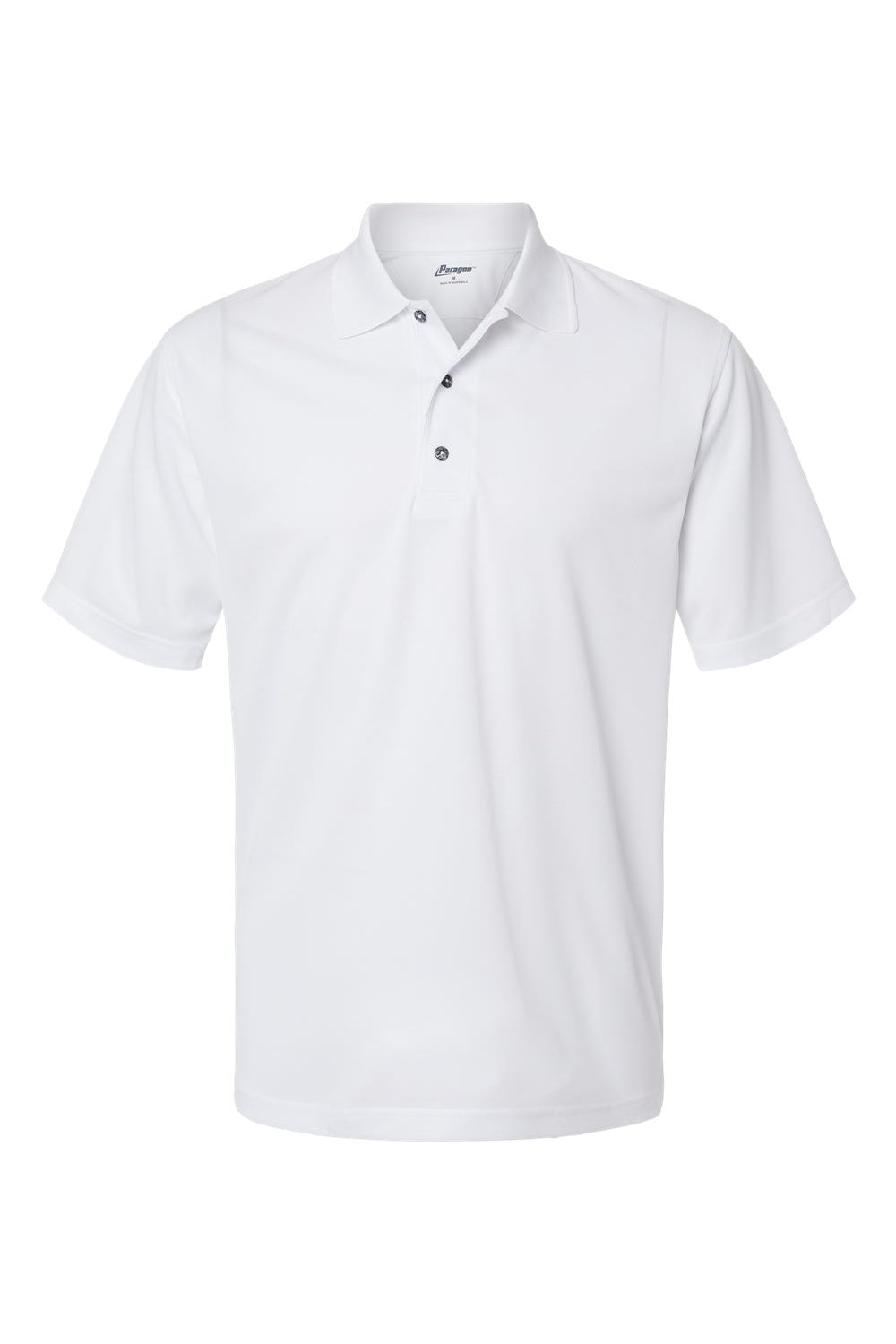 Paragon 100 Mens Saratoga Performance Moisture Wicking Mini Mesh Short Sleeve Polo Shirt White Flat Front