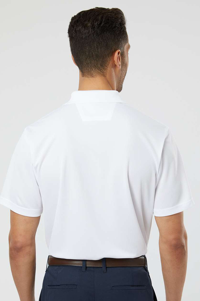 Paragon 100 Mens Saratoga Performance Moisture Wicking Mini Mesh Short Sleeve Polo Shirt White Model Back