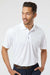 Paragon 100 Mens Saratoga Performance Moisture Wicking Mini Mesh Short Sleeve Polo Shirt White Model Front