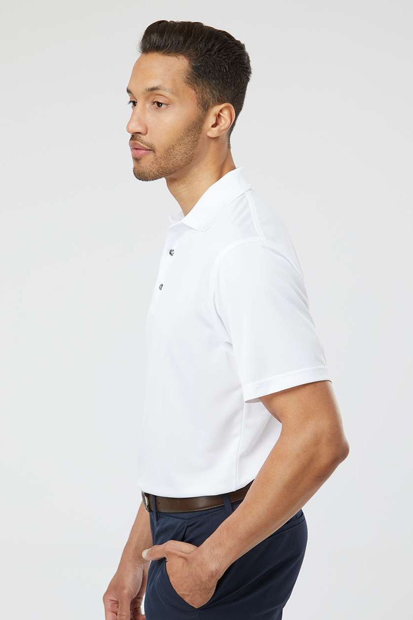 Paragon 100 Mens Saratoga Performance Moisture Wicking Mini Mesh Short Sleeve Polo Shirt White Model Side