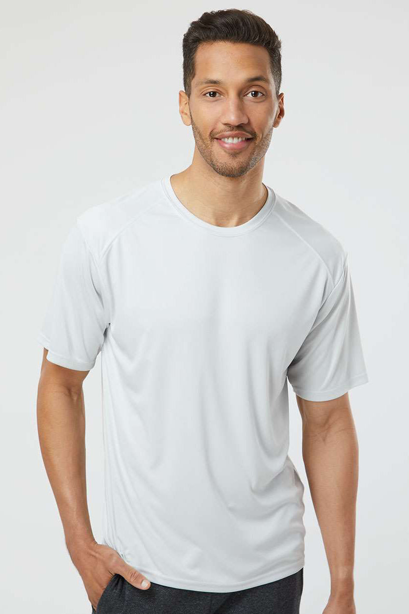 Paragon 200 Mens Islander Performance Moisture Wicking Short Sleeve Crewneck T-Shirt Aluminum Grey Model Front