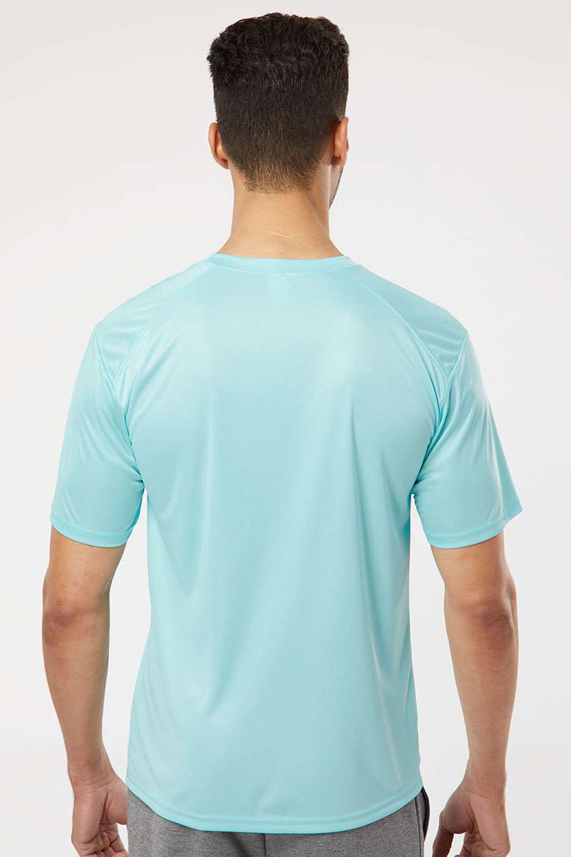 Paragon 200 Mens Islander Performance Moisture Wicking Short Sleeve Crewneck T-Shirt Aqua Blue Model Back