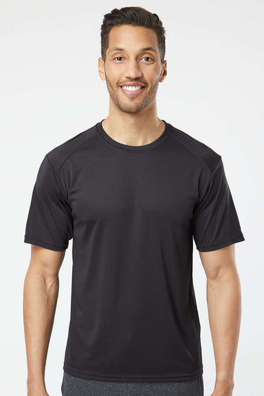 Paragon 200 Mens Islander Performance Moisture Wicking Short Sleeve Crewneck T-Shirt Black Model Front