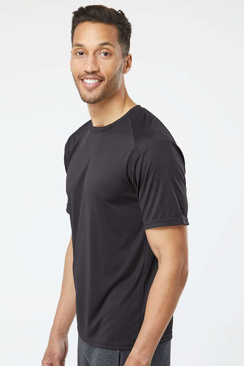 Paragon 200 Mens Islander Performance Moisture Wicking Short Sleeve Crewneck T-Shirt Black Model Side