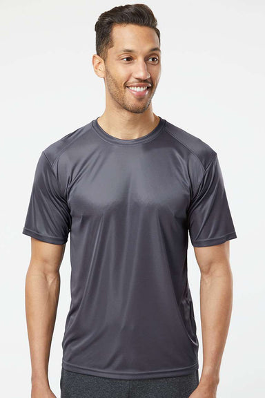 Paragon 200 Mens Islander Performance Moisture Wicking Short Sleeve Crewneck T-Shirt Graphite Grey Model Front
