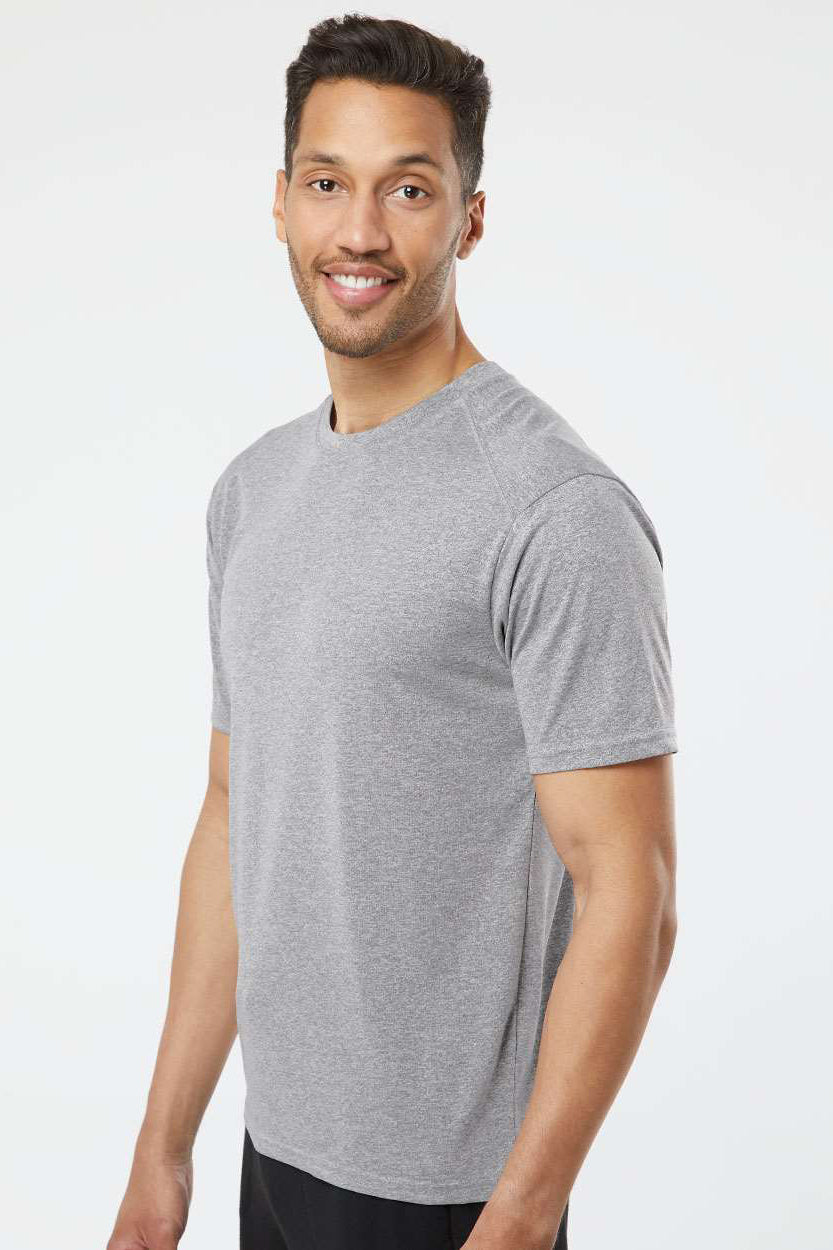 Paragon 200 Mens Islander Performance Moisture Wicking Short Sleeve Crewneck T-Shirt Heather Grey Model Side