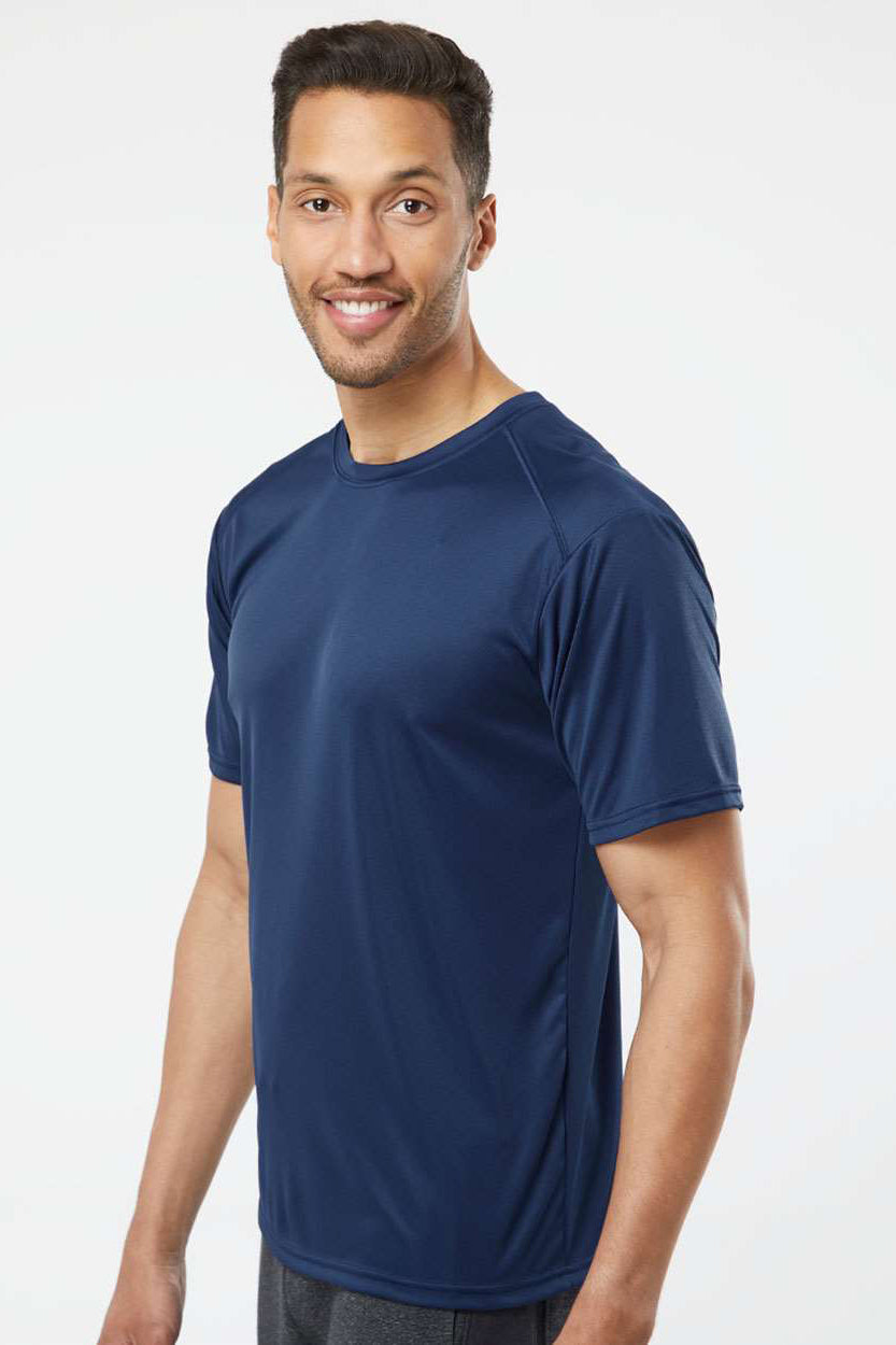 Paragon 200 Mens Islander Performance Moisture Wicking Short Sleeve Crewneck T-Shirt Navy Blue Model Side