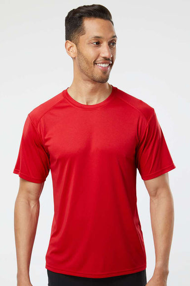 Paragon 200 Mens Islander Performance Moisture Wicking Short Sleeve Crewneck T-Shirt Red Model Front