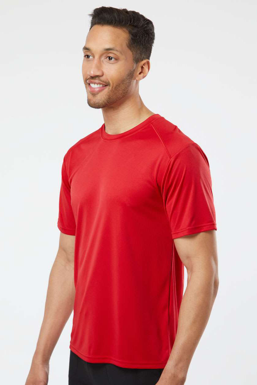 Paragon 200 Mens Islander Performance Moisture Wicking Short Sleeve Crewneck T-Shirt Red Model Side