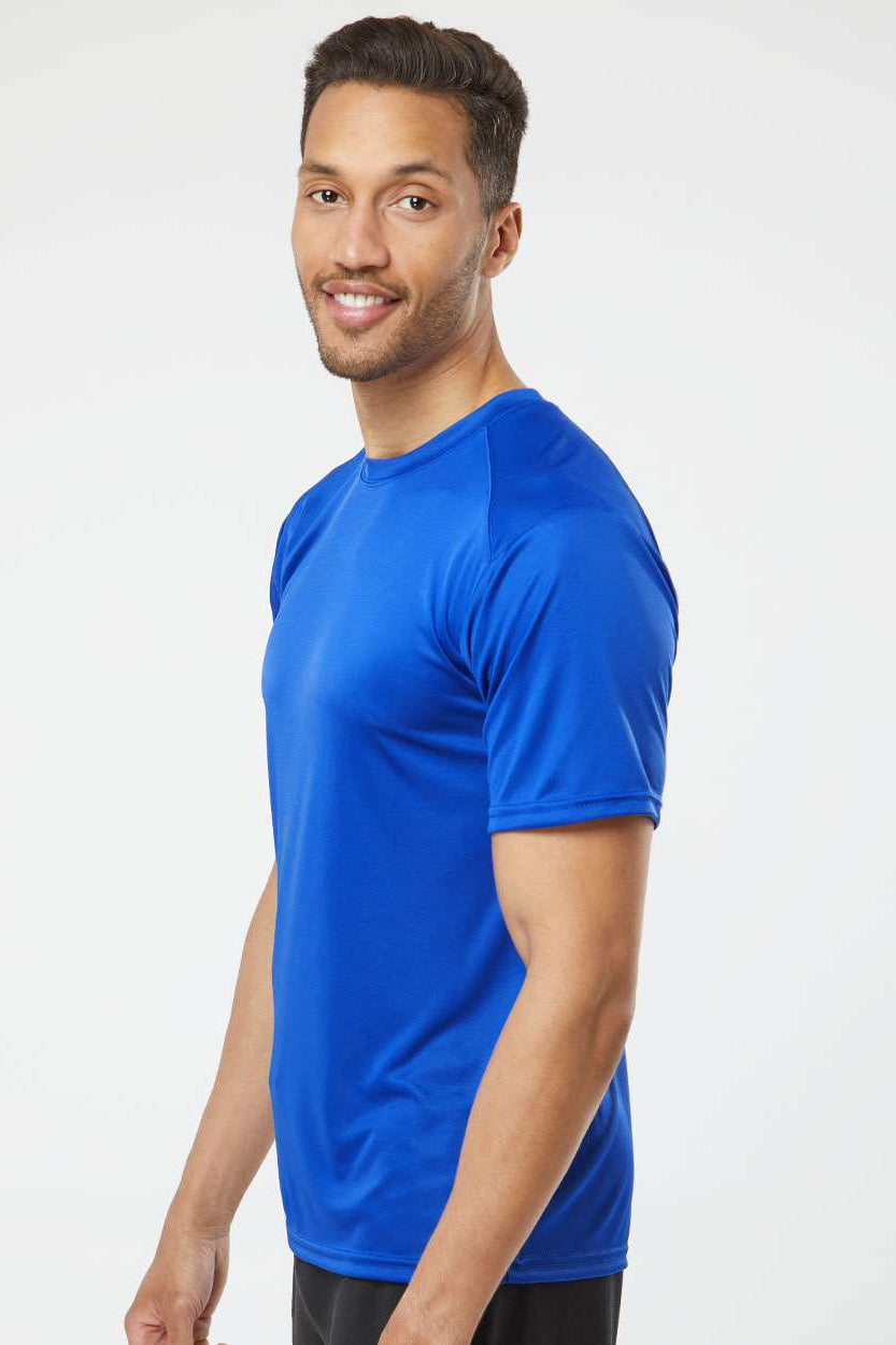 Paragon 200 Mens Islander Performance Moisture Wicking Short Sleeve Crewneck T-Shirt Royal Blue Model Side