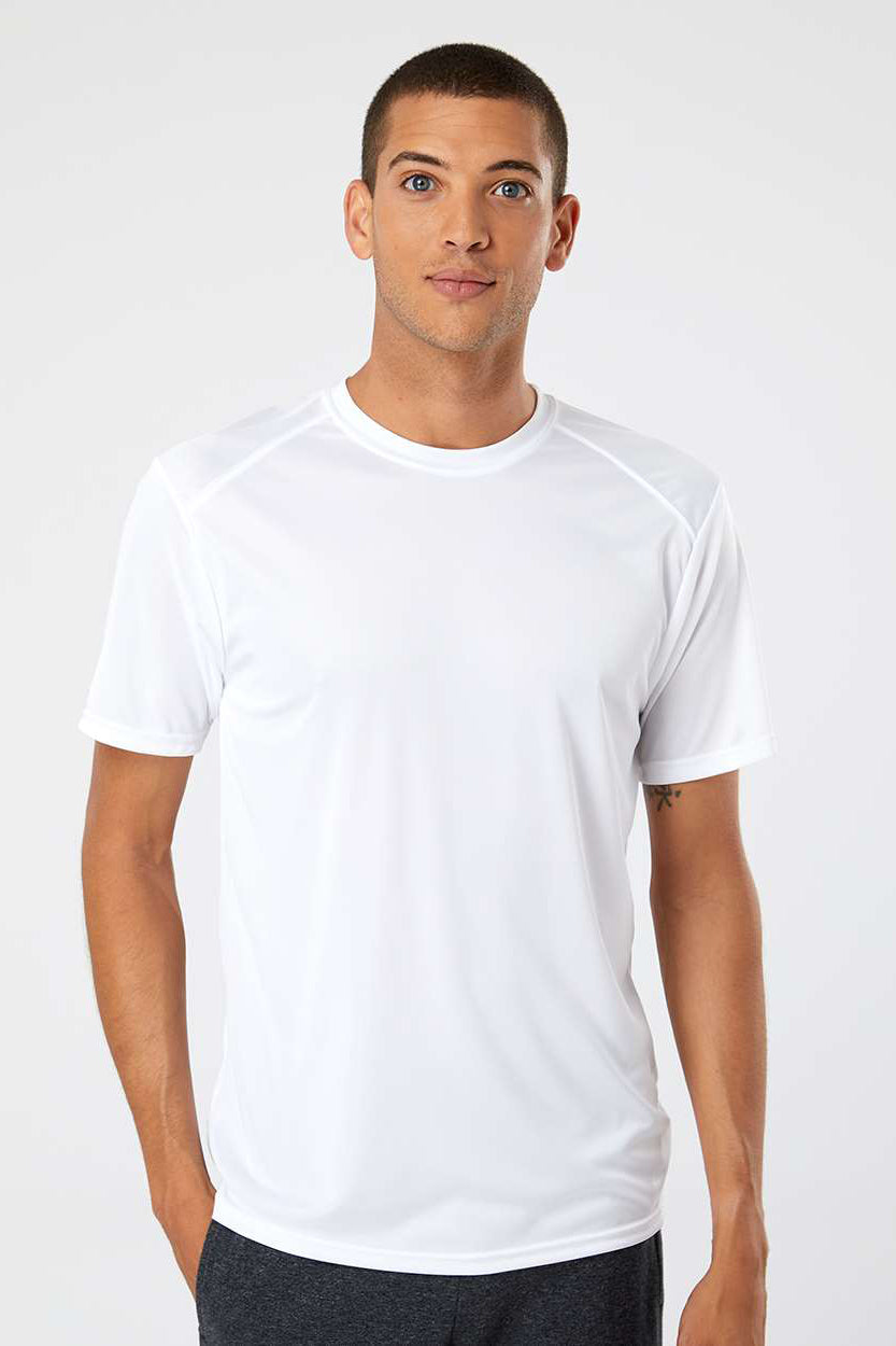 Paragon 200 Mens Islander Performance Moisture Wicking Short Sleeve Crewneck T-Shirt White Model Front