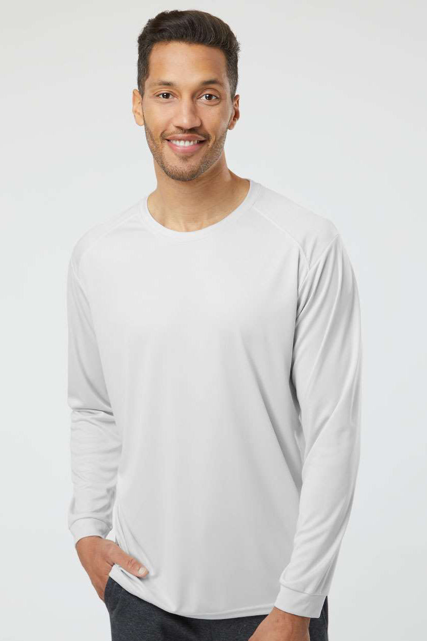Paragon 210 Mens Islander Performance Moisture Wicking Long Sleeve Crewneck T-Shirt Aluminum Grey Model Front
