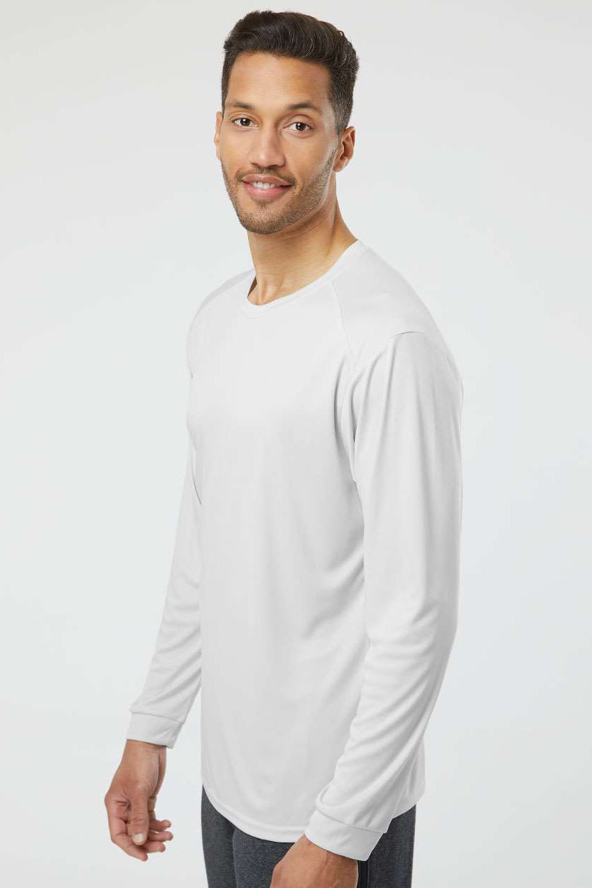 Paragon 210 Mens Islander Performance Moisture Wicking Long Sleeve Crewneck T-Shirt Aluminum Grey Model Side