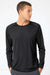 Paragon 210 Mens Islander Performance Moisture Wicking Long Sleeve Crewneck T-Shirt Black Model Front