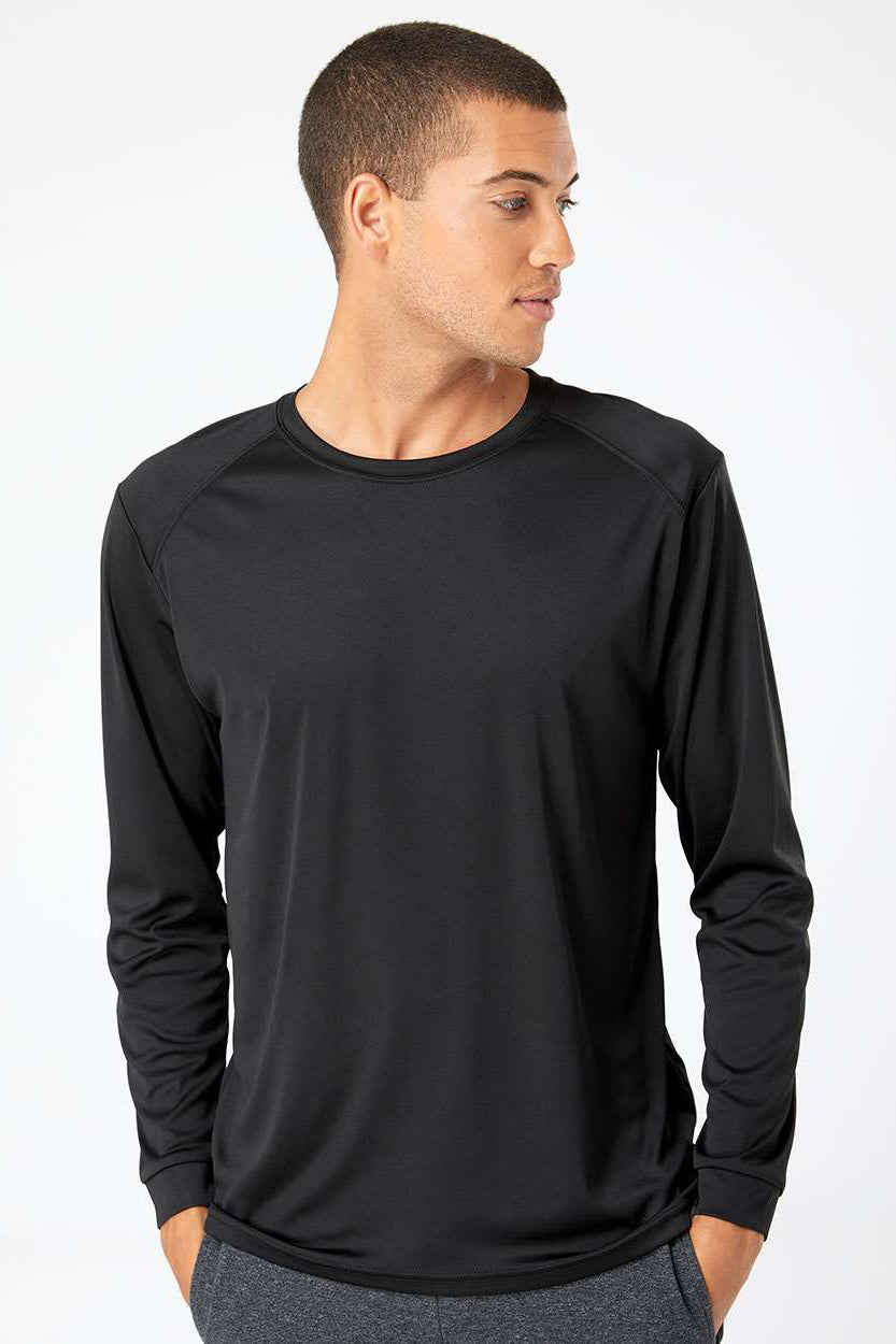 Paragon 210 Mens Islander Performance Moisture Wicking Long Sleeve Crewneck T-Shirt Black Model Front