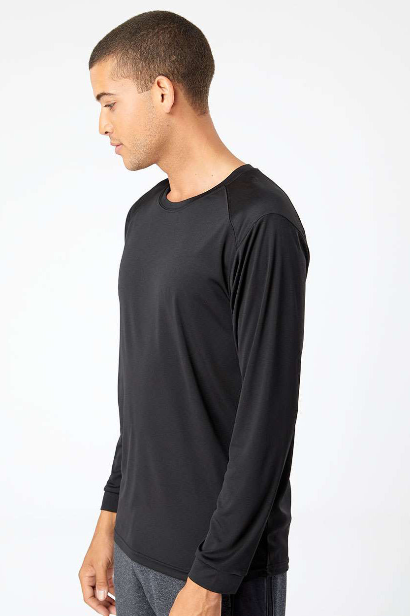Paragon 210 Mens Islander Performance Moisture Wicking Long Sleeve Crewneck T-Shirt Black Model Side