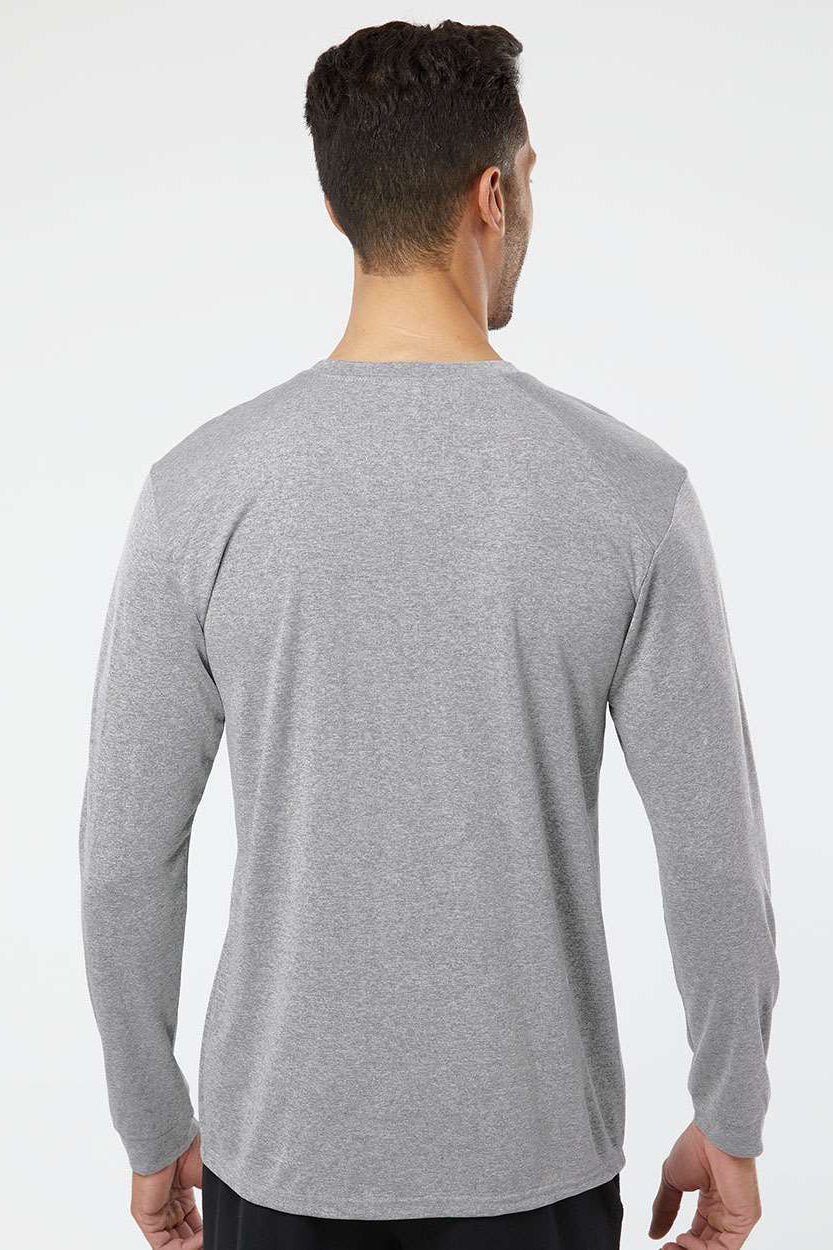 Paragon 210 Mens Islander Performance Moisture Wicking Long Sleeve Crewneck T-Shirt Heather Grey Model Back