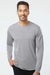 Paragon 210 Mens Islander Performance Moisture Wicking Long Sleeve Crewneck T-Shirt Heather Grey Model Front