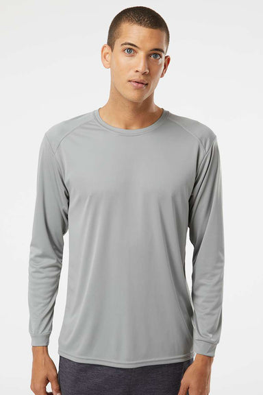 Paragon 210 Mens Islander Performance Moisture Wicking Long Sleeve Crewneck T-Shirt Medium Grey Model Front