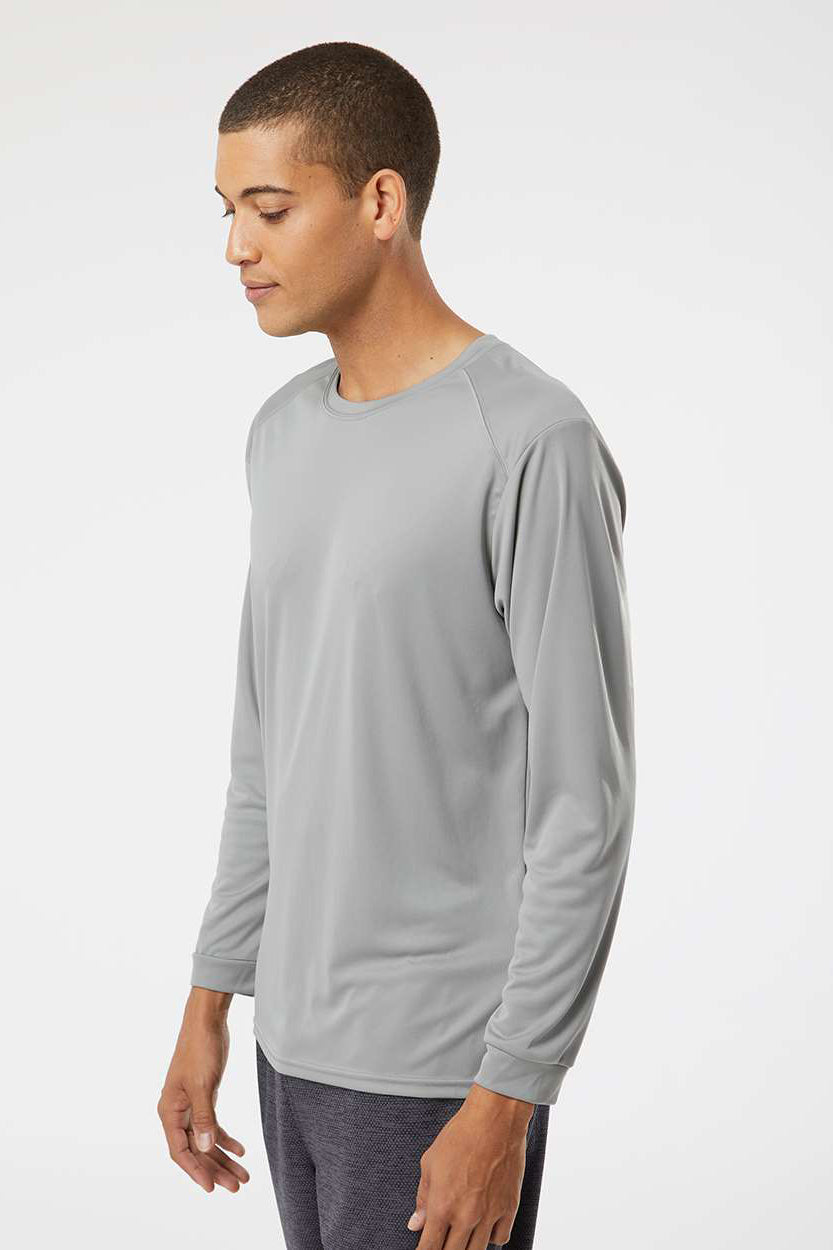 Paragon 210 Mens Islander Performance Moisture Wicking Long Sleeve Crewneck T-Shirt Medium Grey Model Side