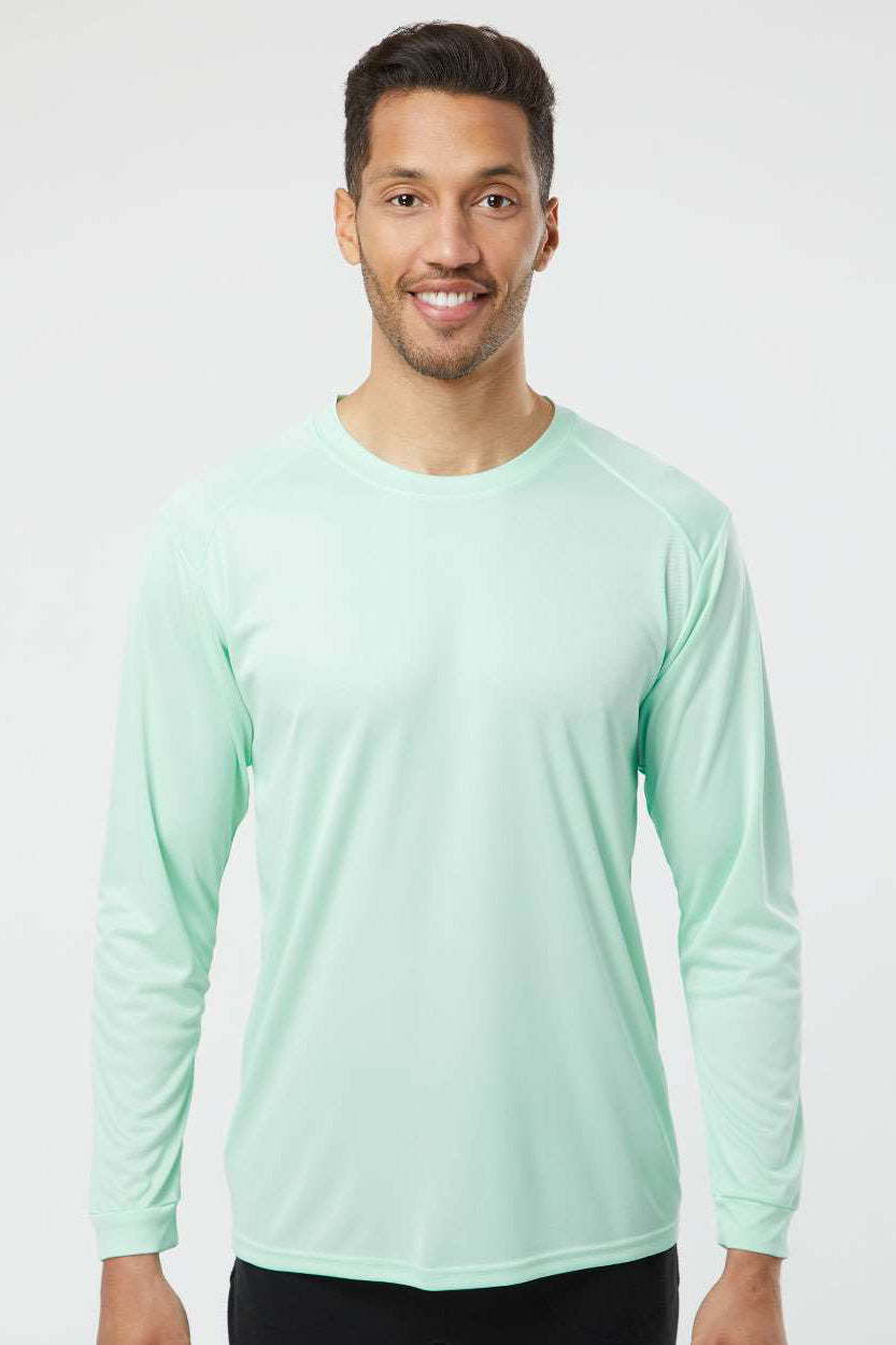 Paragon 210 Mens Islander Performance Moisture Wicking Long Sleeve Crewneck T-Shirt Mint Green Model Front