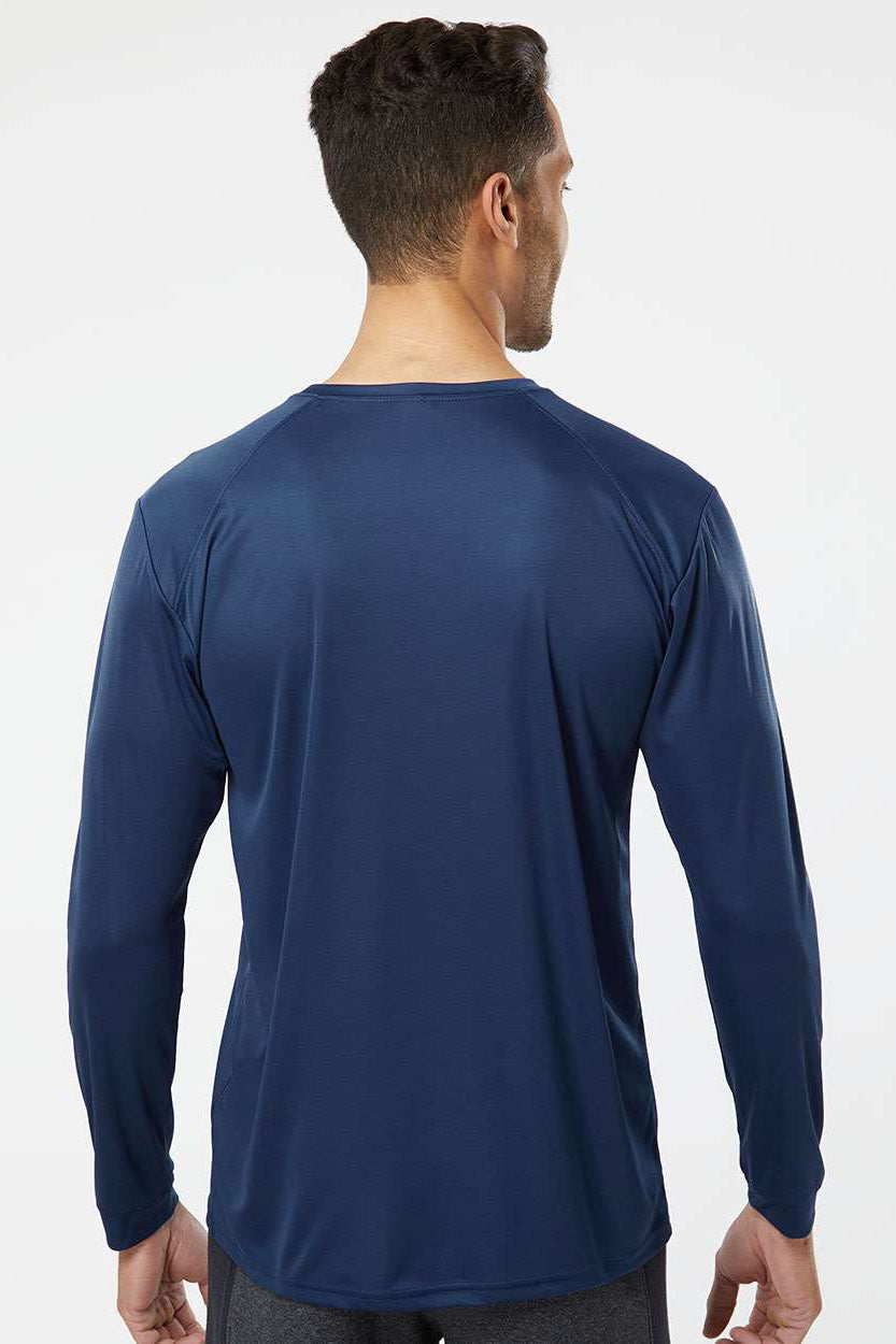 Paragon 210 Mens Islander Performance Moisture Wicking Long Sleeve Crewneck T-Shirt Navy Blue Model Back