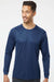 Paragon 210 Mens Islander Performance Moisture Wicking Long Sleeve Crewneck T-Shirt Navy Blue Model Front