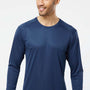 Paragon Mens Islander Performance Moisture Wicking Long Sleeve Crewneck T-Shirt - Navy Blue