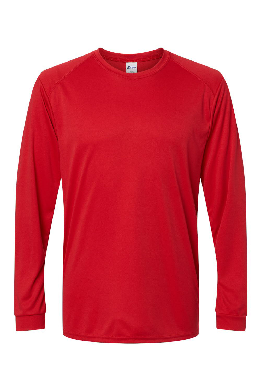 Paragon 210 Mens Islander Performance Moisture Wicking Long Sleeve Crewneck T-Shirt Red Flat Front