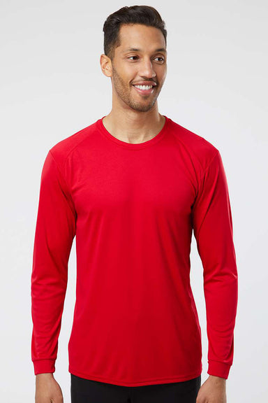 Paragon 210 Mens Islander Performance Moisture Wicking Long Sleeve Crewneck T-Shirt Red Model Front