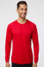 Paragon 210 Mens Islander Performance Moisture Wicking Long Sleeve Crewneck T-Shirt Red Model Front