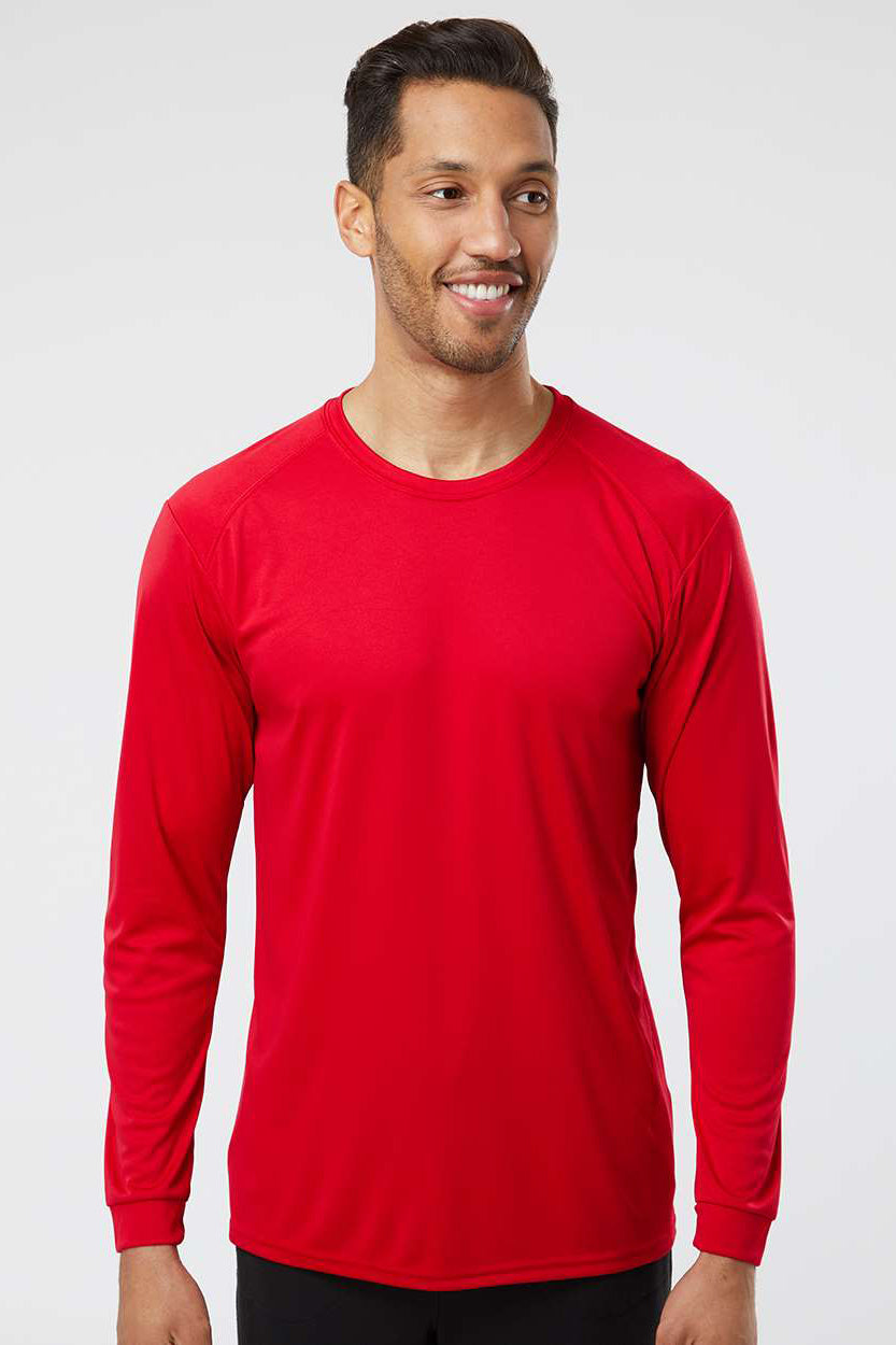 Paragon 210 Mens Islander Performance Moisture Wicking Long Sleeve Crewneck T-Shirt Red Model Front