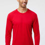 Paragon Mens Islander Performance Moisture Wicking Long Sleeve Crewneck T-Shirt - Red