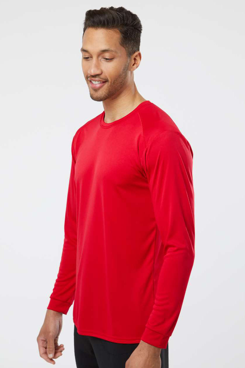 Paragon 210 Mens Islander Performance Moisture Wicking Long Sleeve Crewneck T-Shirt Red Model Side