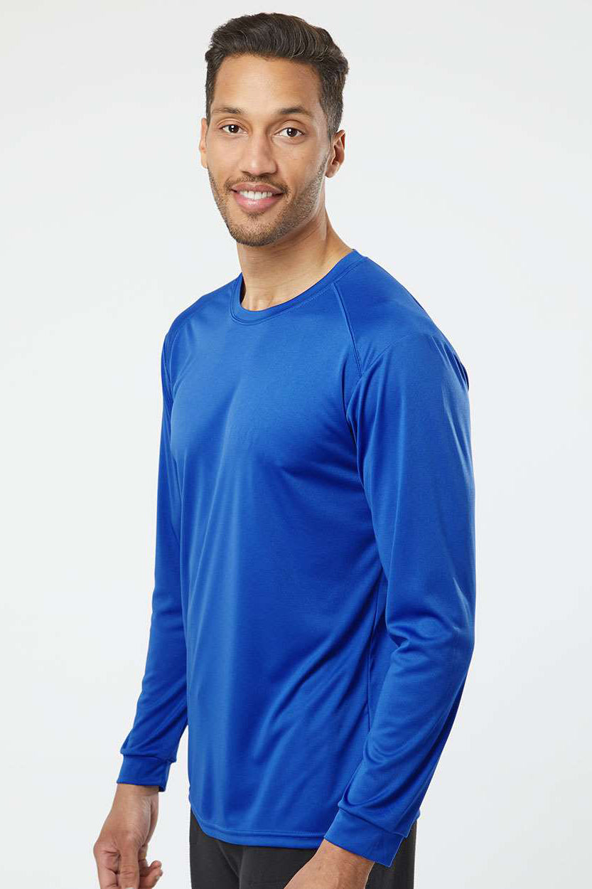 Paragon 210 Mens Islander Performance Moisture Wicking Long Sleeve Crewneck T-Shirt Royal Blue Model Side