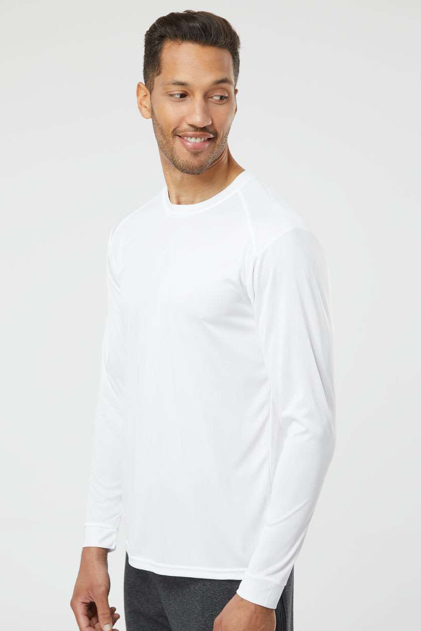 Paragon 210 Mens Islander Performance Moisture Wicking Long Sleeve Crewneck T-Shirt White Model Side