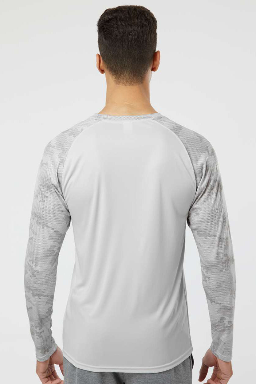 Paragon 216 Mens Cayman Performance Moisture Wicking Camo Colorblock Long Sleeve Crewneck T-Shirt Aluminum Grey Model Back