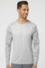 Paragon 216 Mens Cayman Performance Moisture Wicking Camo Colorblock Long Sleeve Crewneck T-Shirt Aluminum Grey Model Front