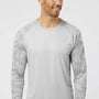 Paragon Mens Cayman Performance Moisture Wicking Camo Colorblock Long Sleeve Crewneck T-Shirt - Aluminum Grey