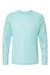 Paragon 216 Mens Cayman Performance Camo Colorblocked Long Sleeve Crewneck T-Shirt Aqua Blue Flat Front